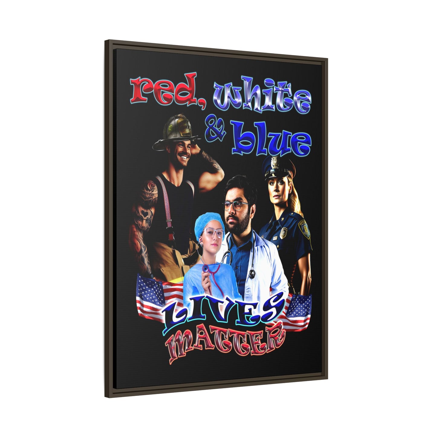 rw&b lives matter - framed canvas art (black)