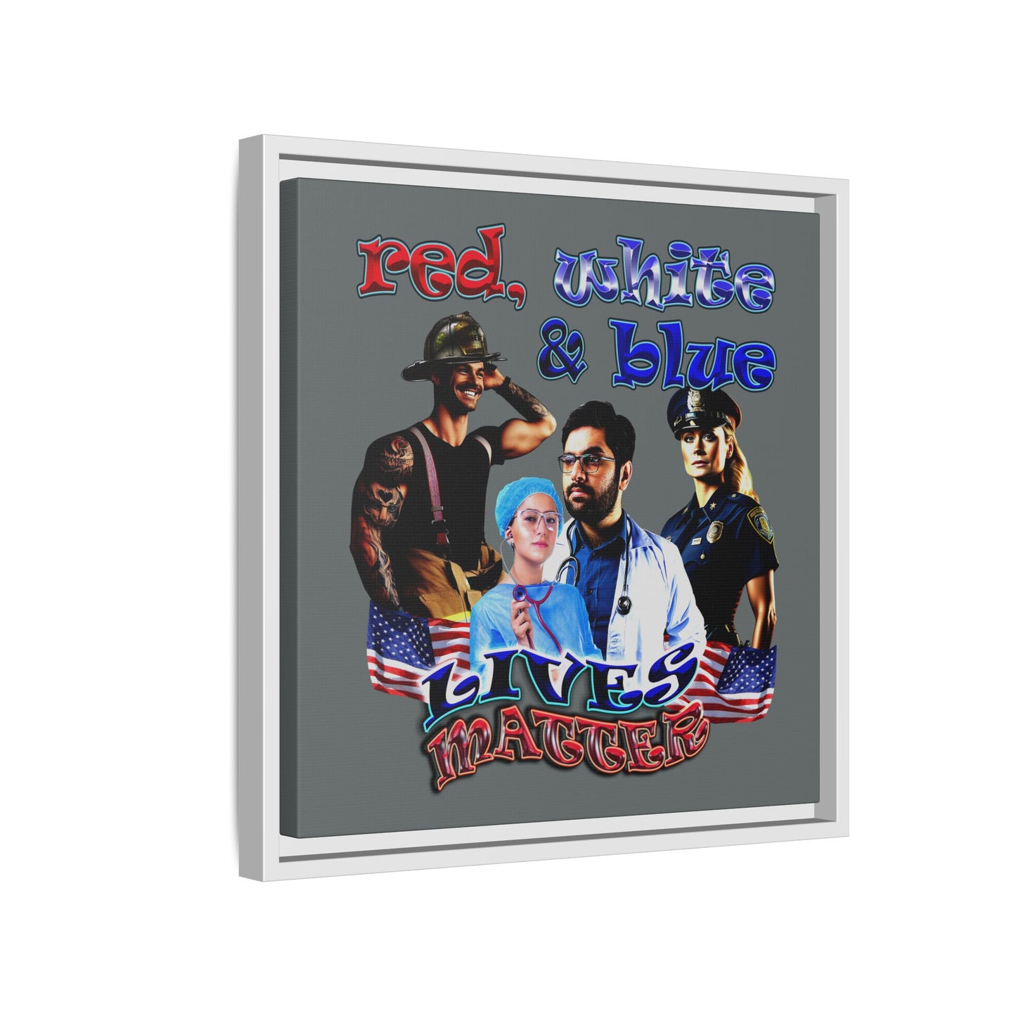 rw&b lives matter - framed canvas art (dark grey)
