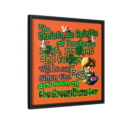 christmas spirits of boston - framed canvas art (orange)