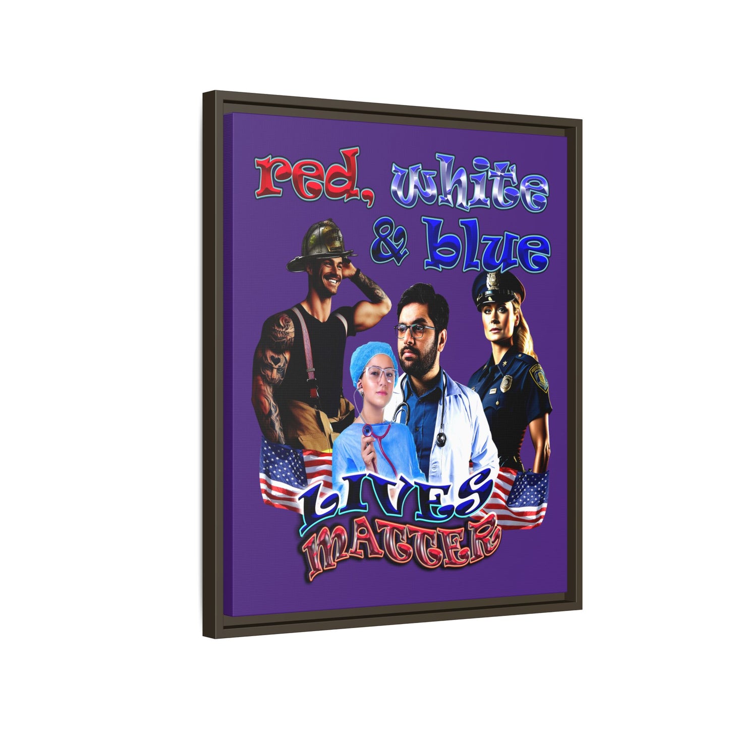 rw&b lives matter - framed canvas art (purple)
