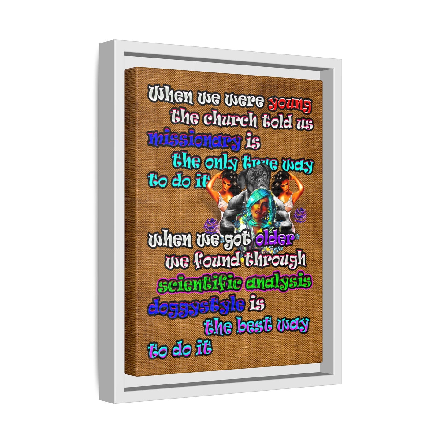 doggystyle - framed canvas art (brown papyrus)