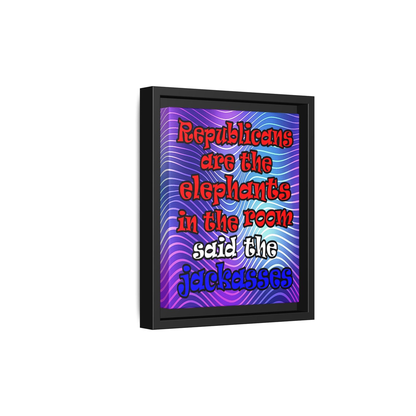 donkeys and elephants - framed canvas art (purple wave)