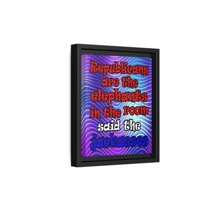 donkeys and elephants - framed canvas art (purple wave)
