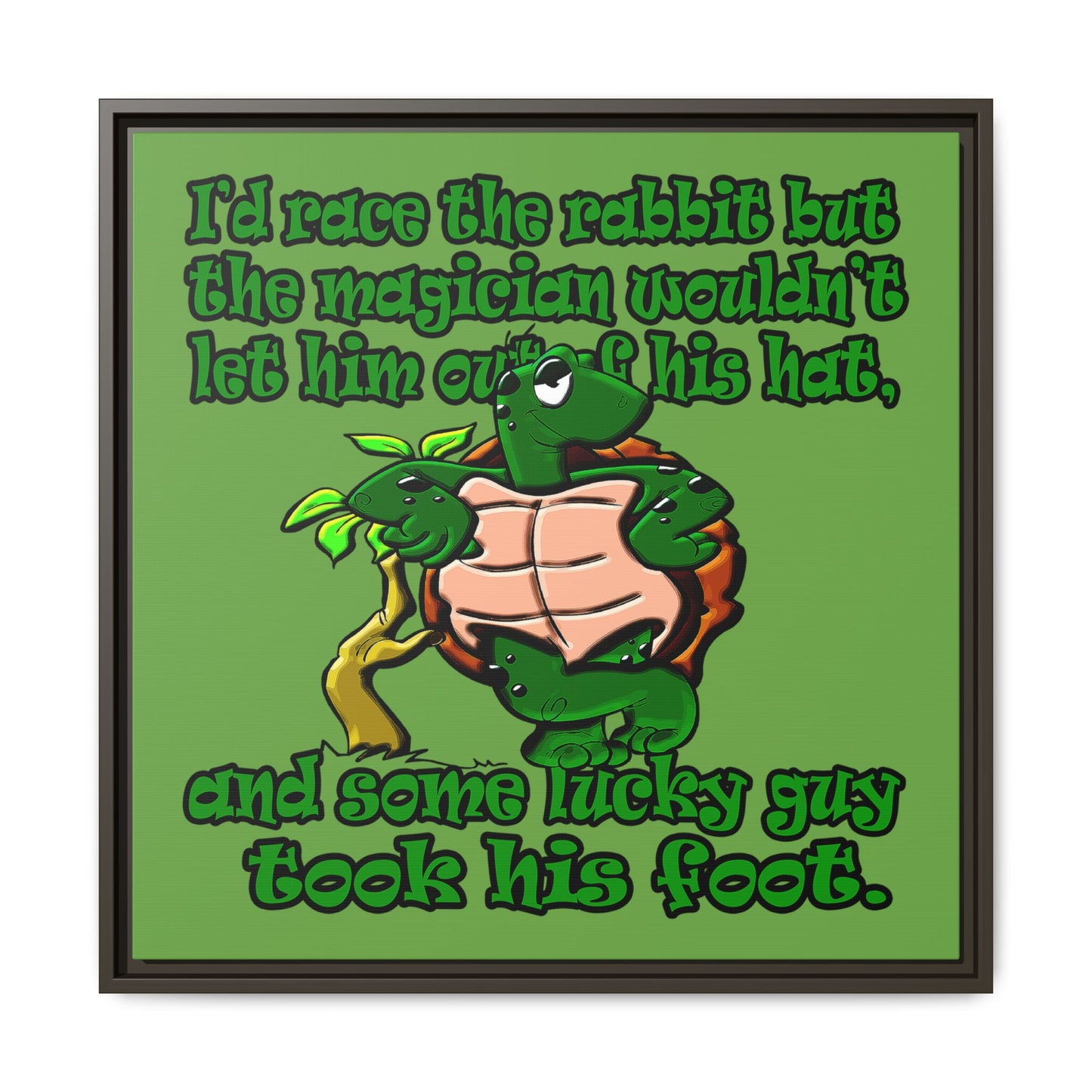 turtle race - framed canvas art (green)