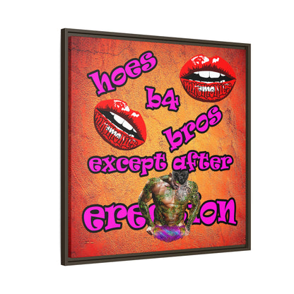 hoes b4 bros - framed canvas art (burnt orange)