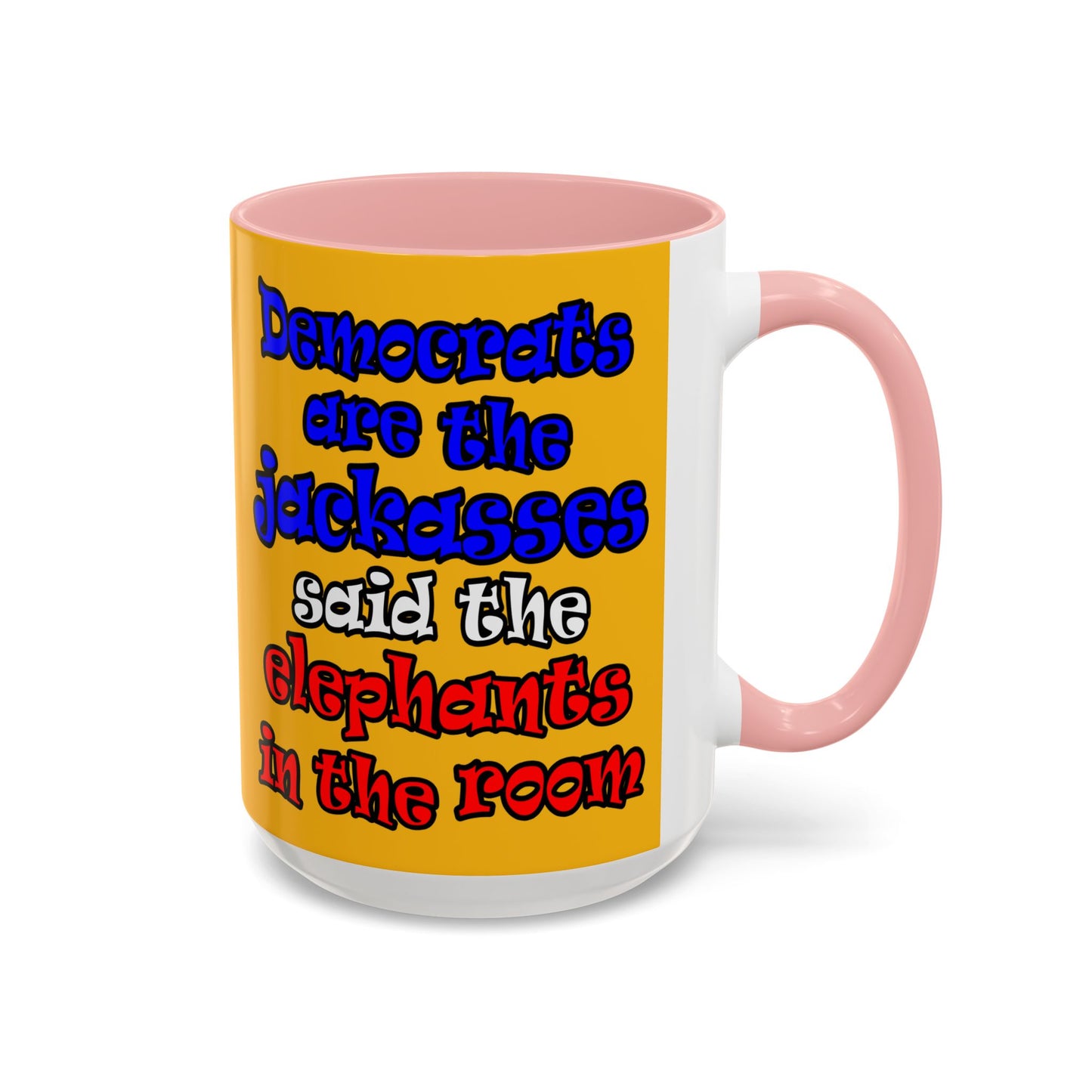 donkeys and elephants - Accent Mug (yellow)