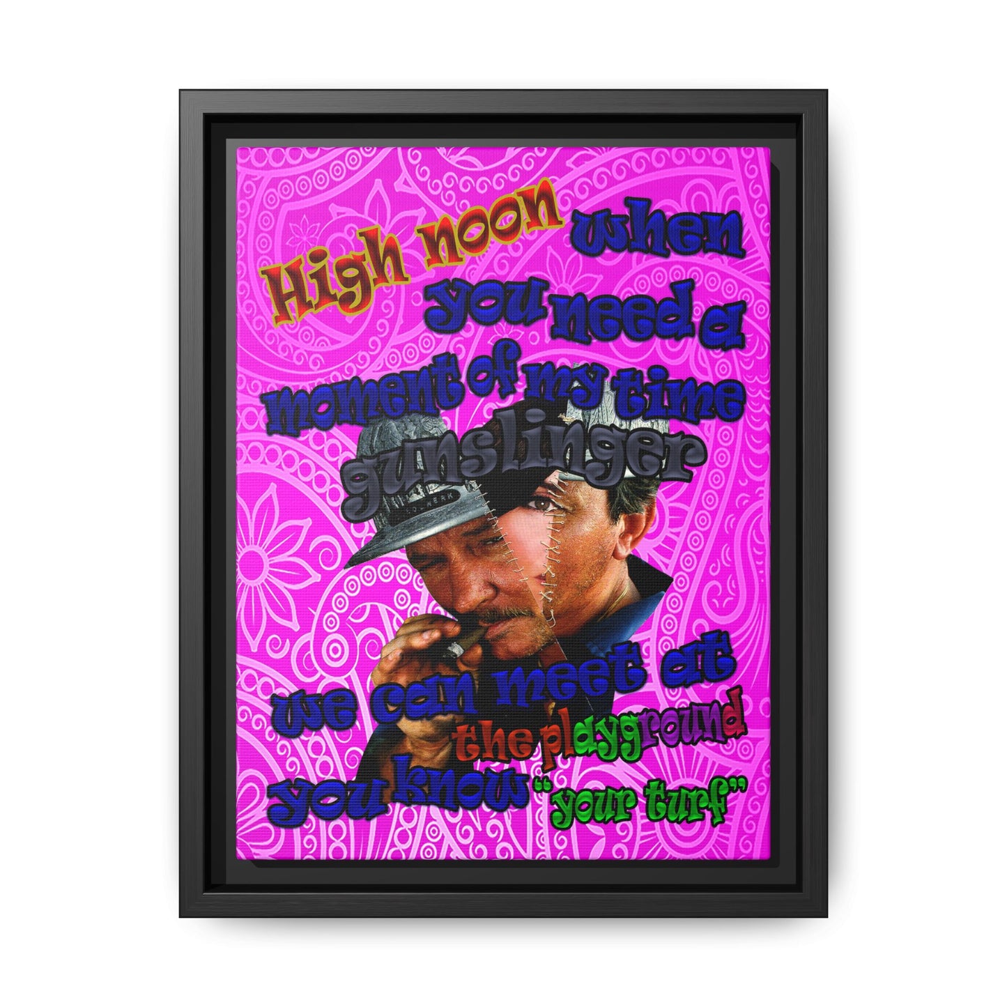 high noon - framed canvas art (pink swirl)