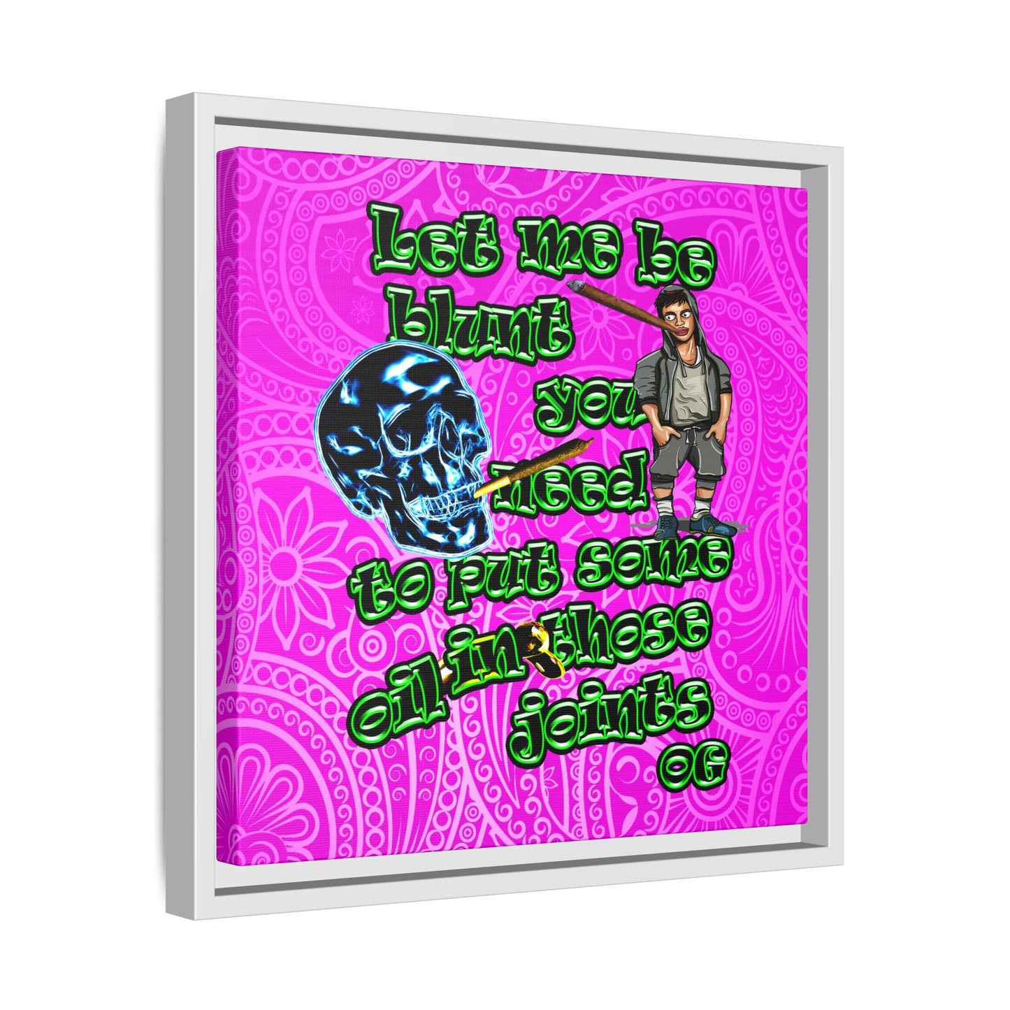 og - framed canvas art (pink swirl)