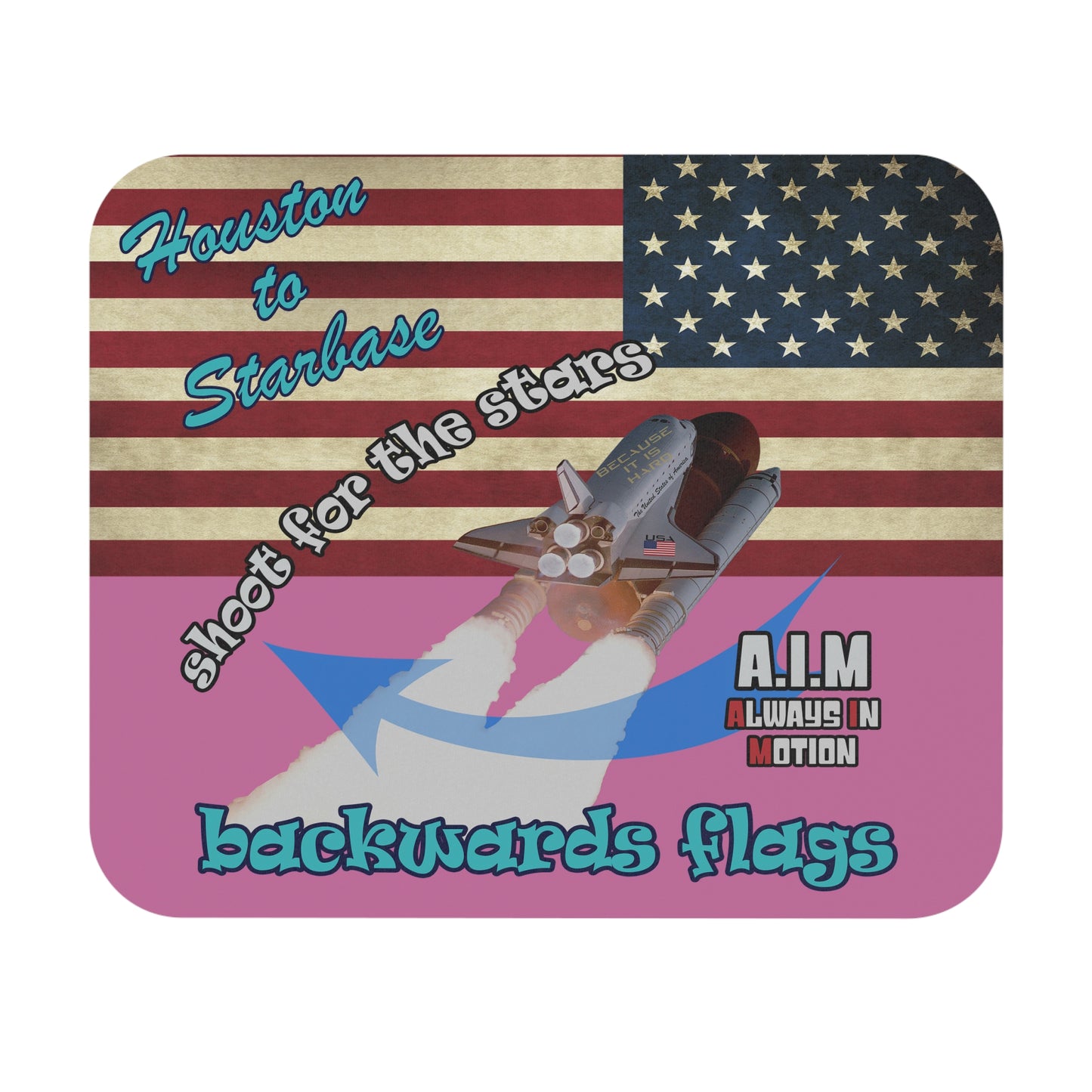 shoot for the stars - Mouse Pad (Rectangle) - (light pink)