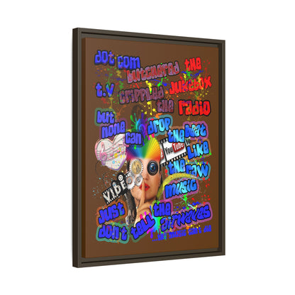 drop the beat - framed canvas art (brown)