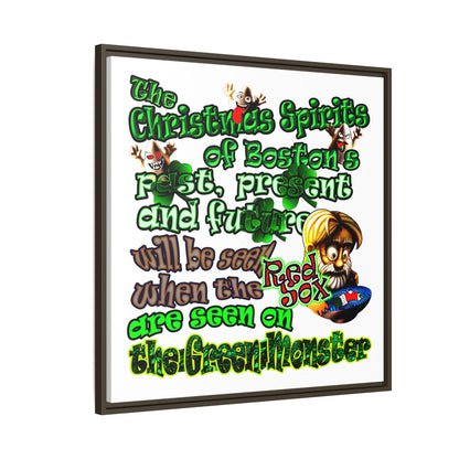 christmas spirits of boston - framed canvas art (white)