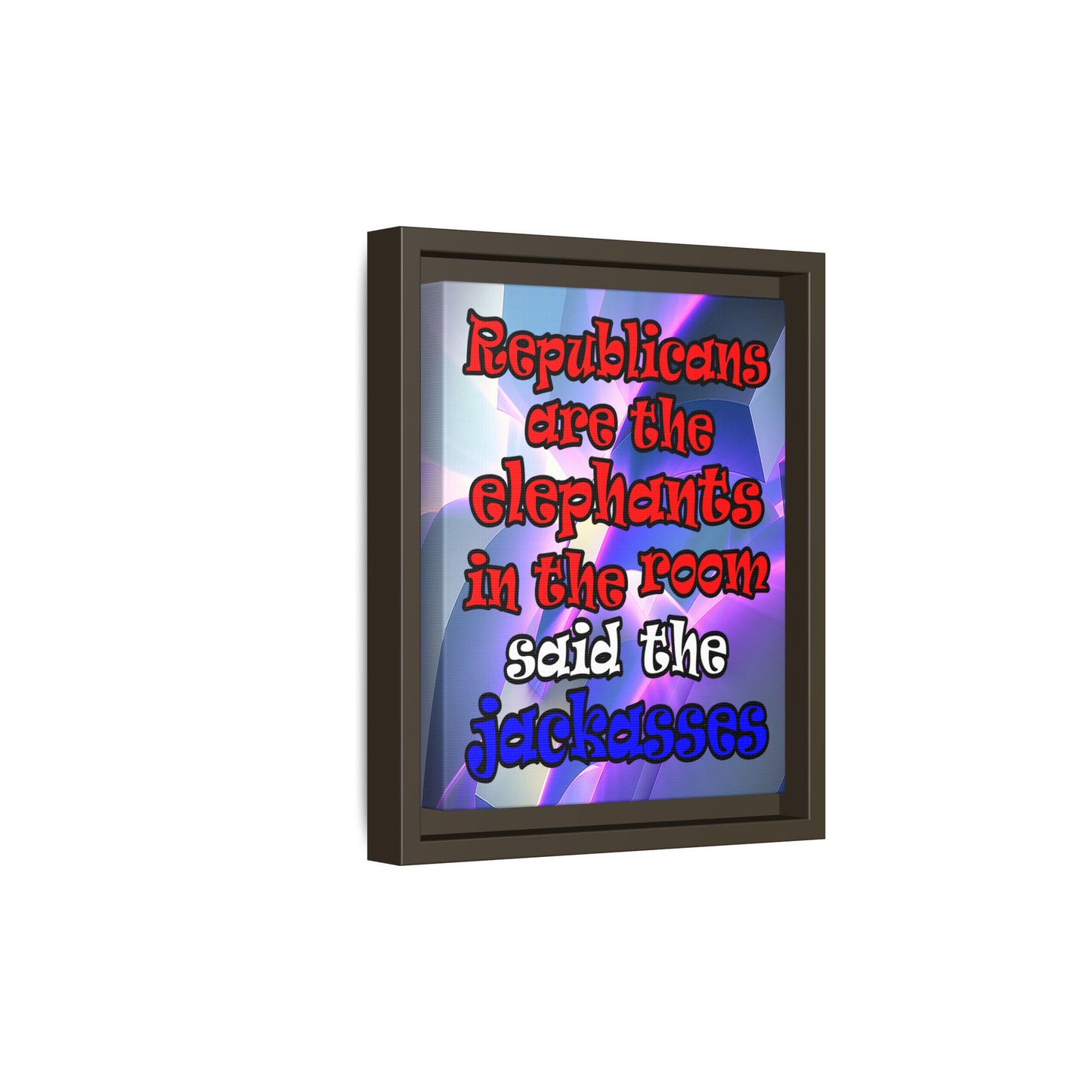 donkeys and elephants - framed canvas art (grey-pink wave)