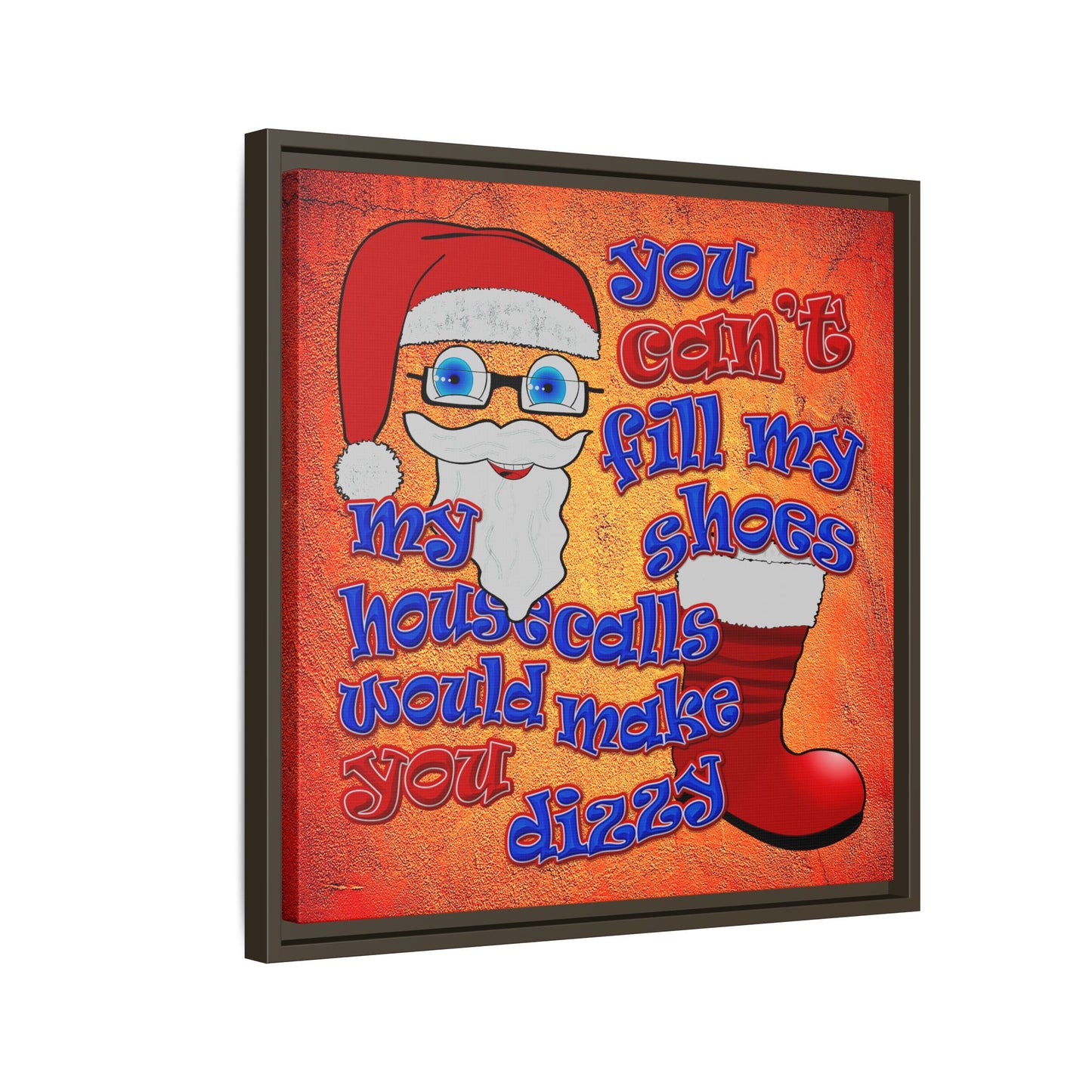 santa's shoes - framed canvas art (burnt orange)