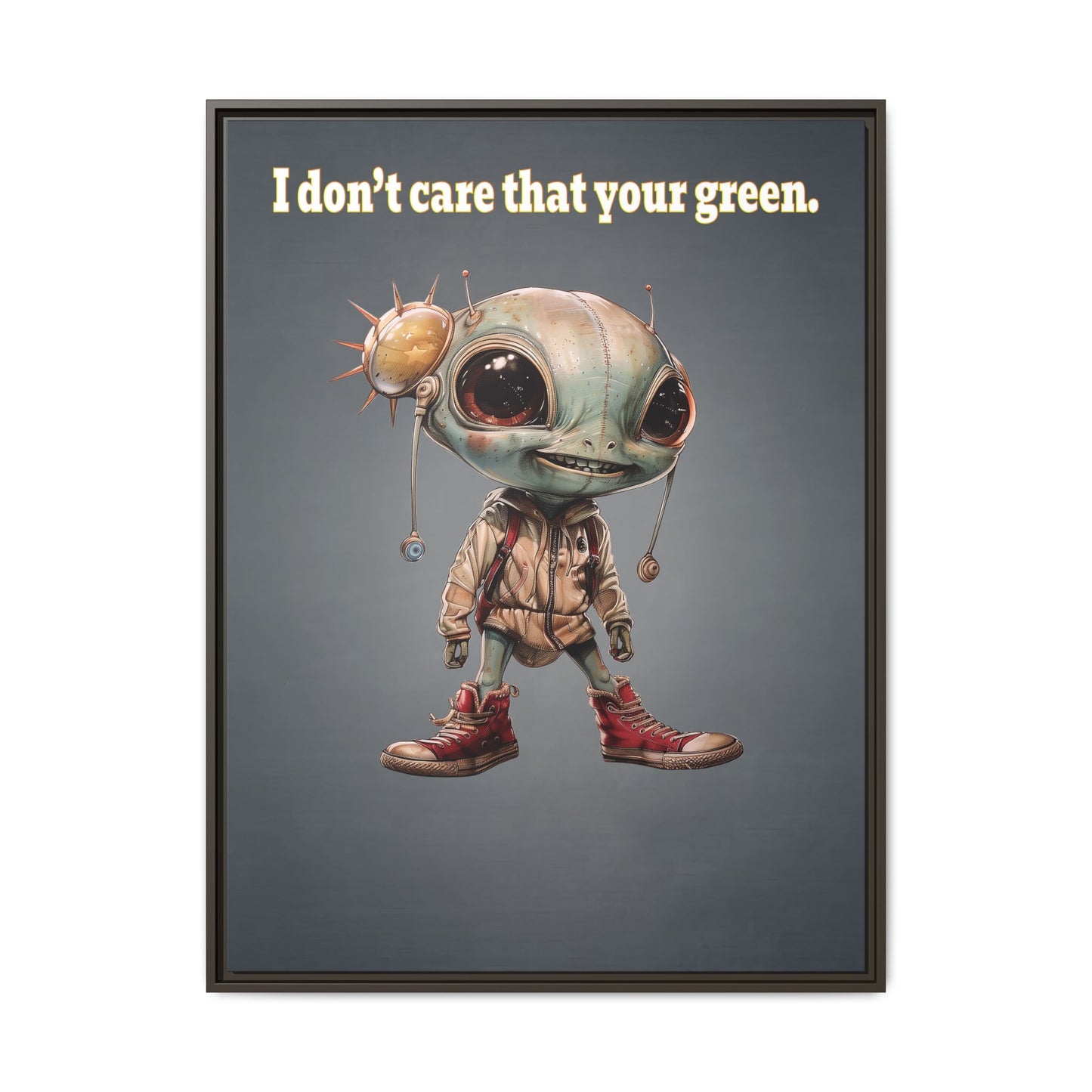 I don't care that your green - framed canvas art (grey-light grey)