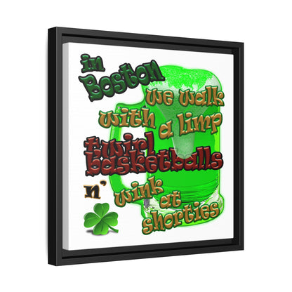 celtics logo - framed canvas art (white)