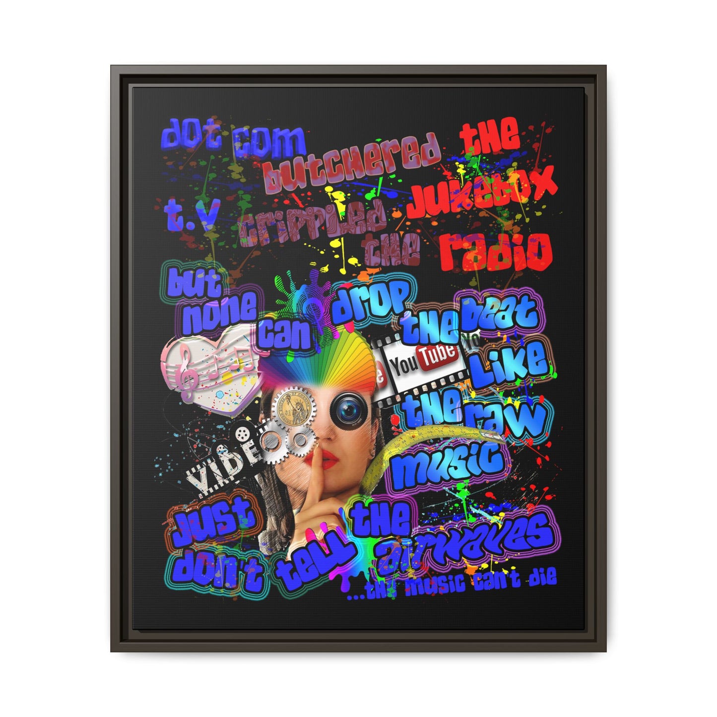drop the beat - framed canvas art (black)