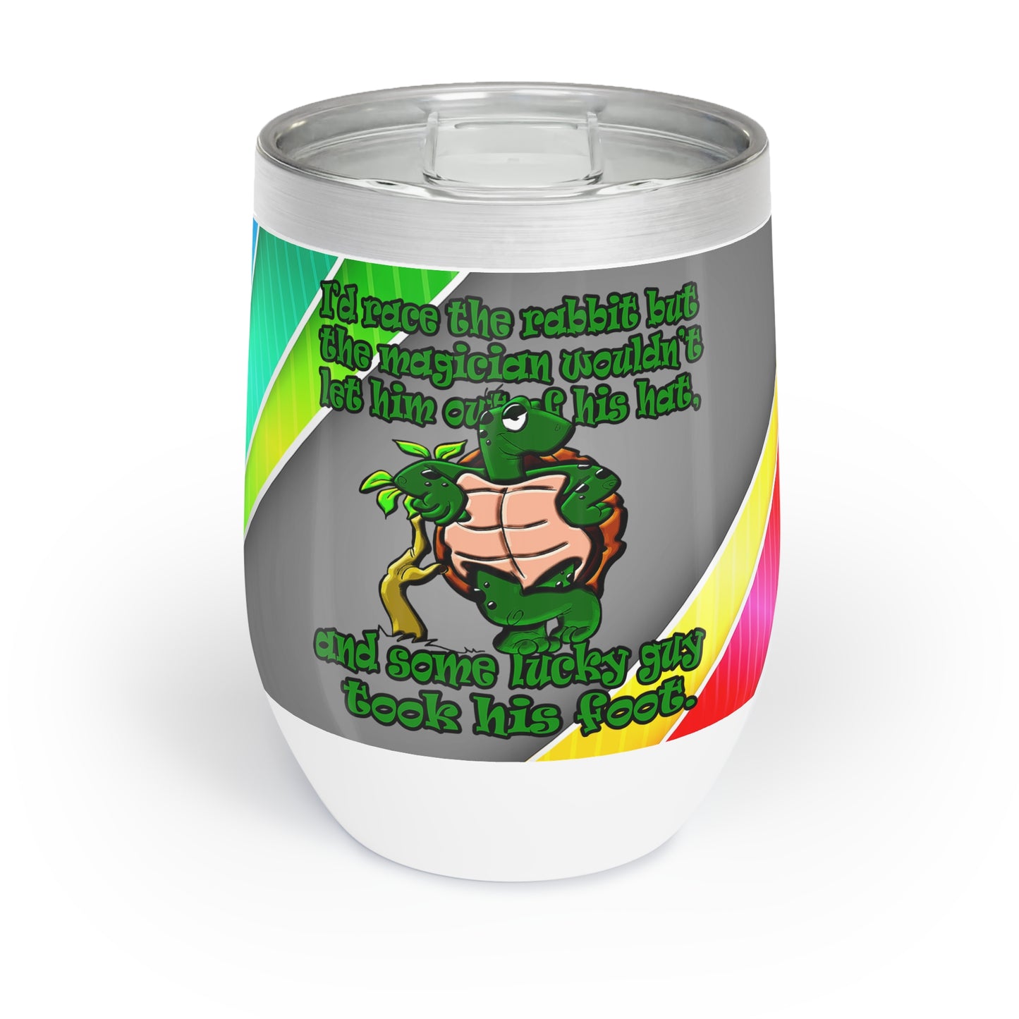 turtle race - Chill Wine Tumbler (rainbow split)