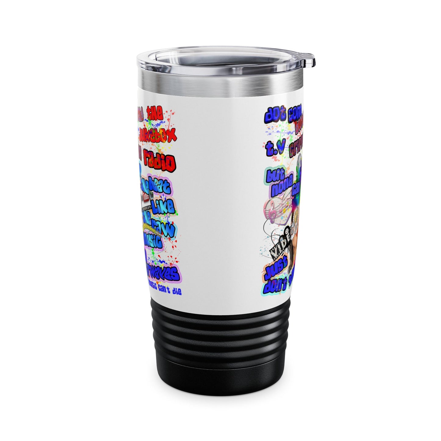 drop the beat - Ringneck Tumbler, 20oz (white)