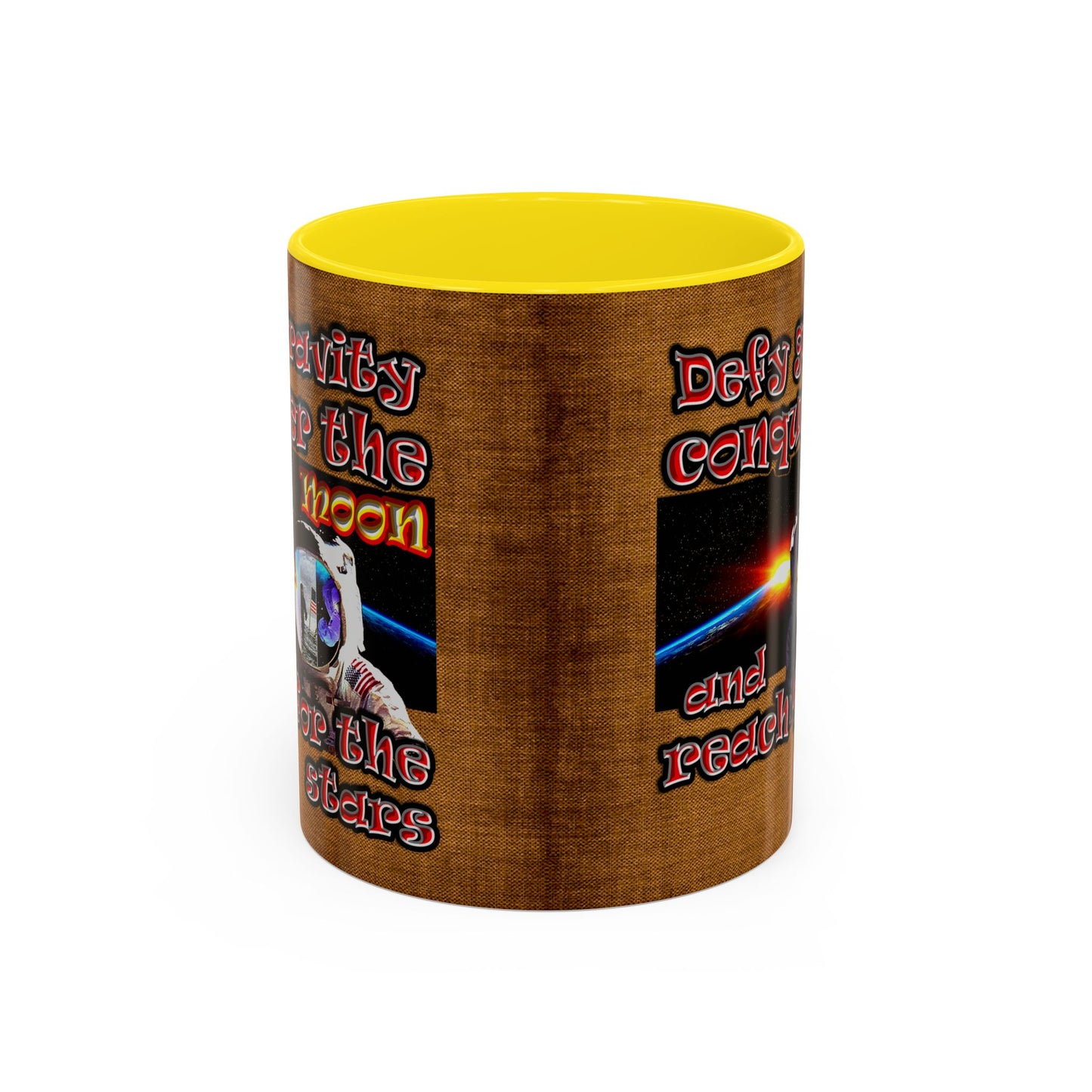defy conquer reach - Accent Mug (brown papyrus)