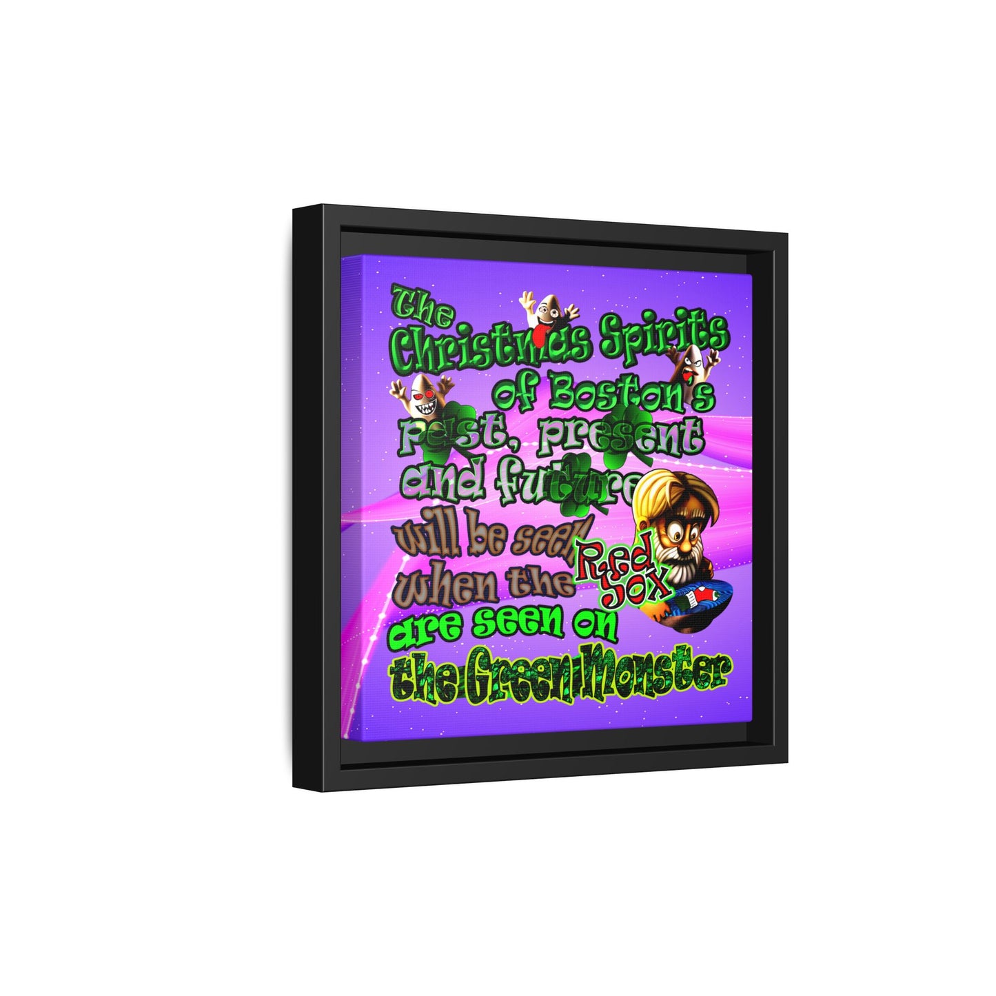 christmas spirits of boston - framed canvas art (purple-pink wave)