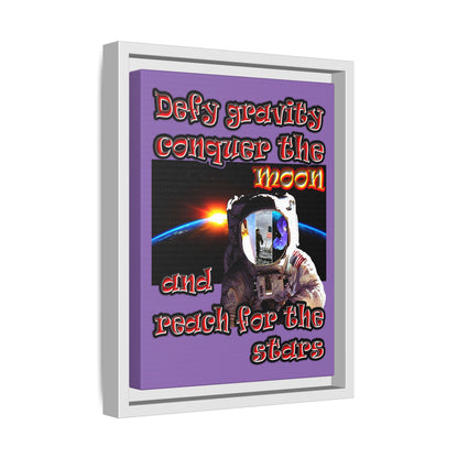defy conquer reach - framed canvas art (light purple)