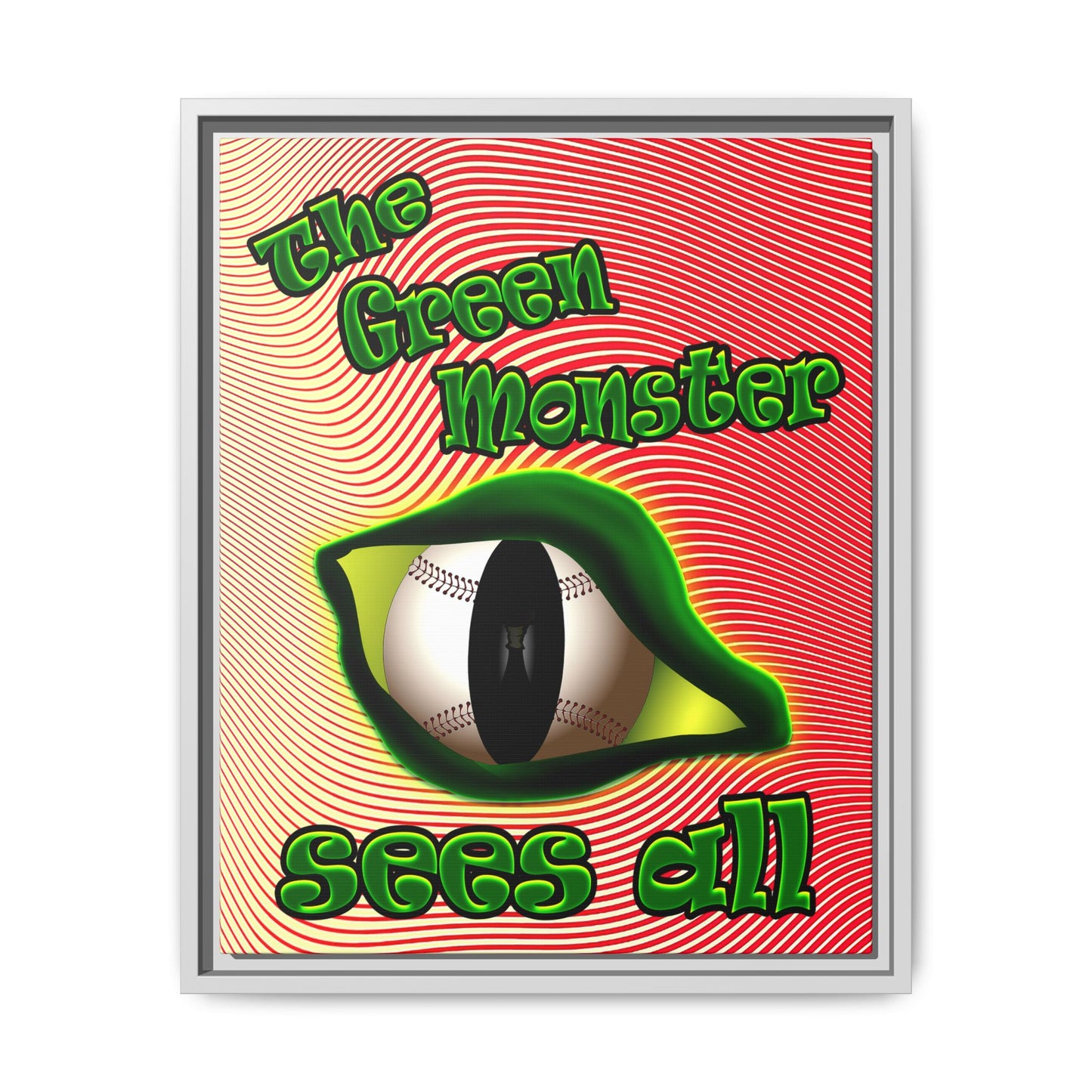 green monster - framed canvas art (yellow-orange wave)