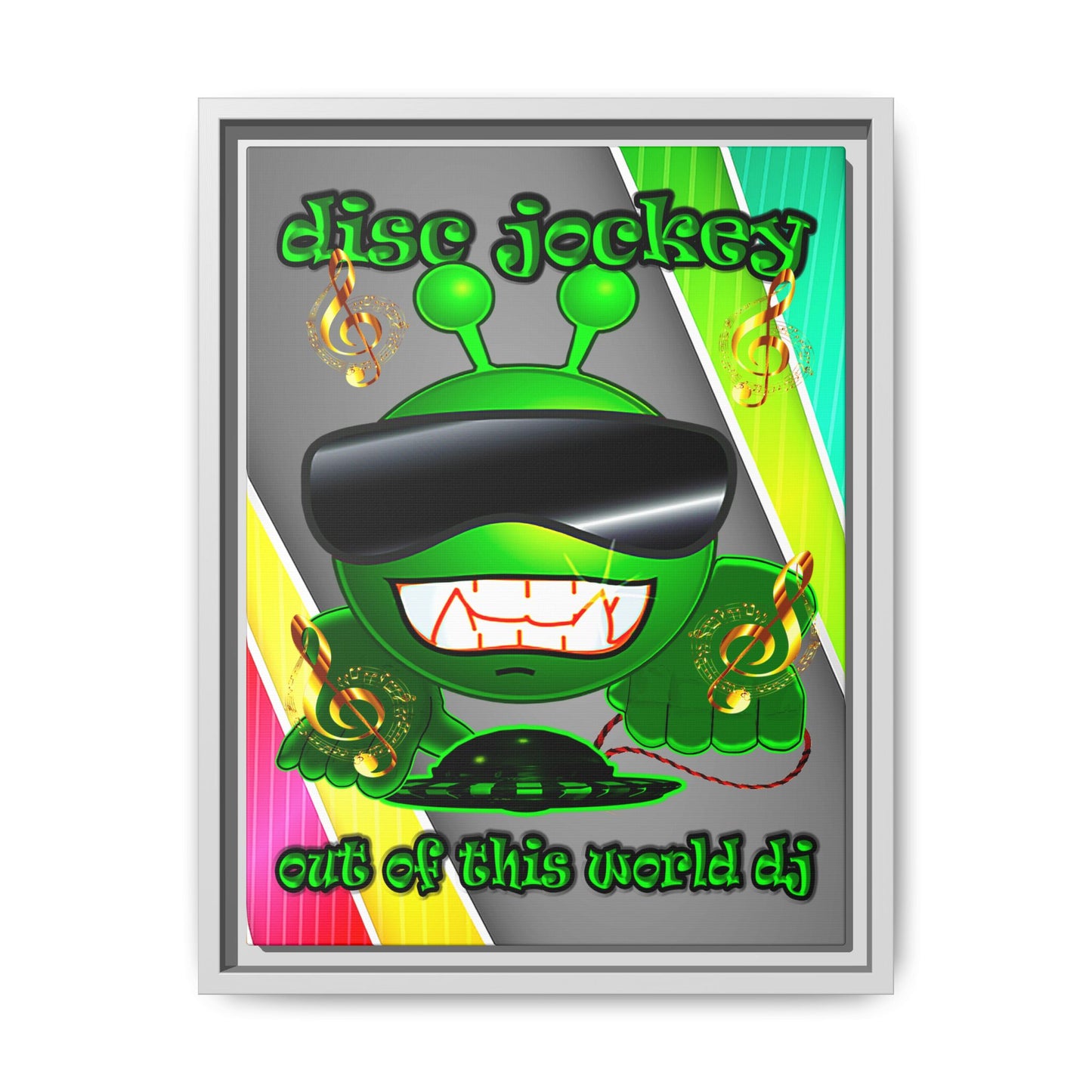 disc jockey - framed canvas art (rainbow split)