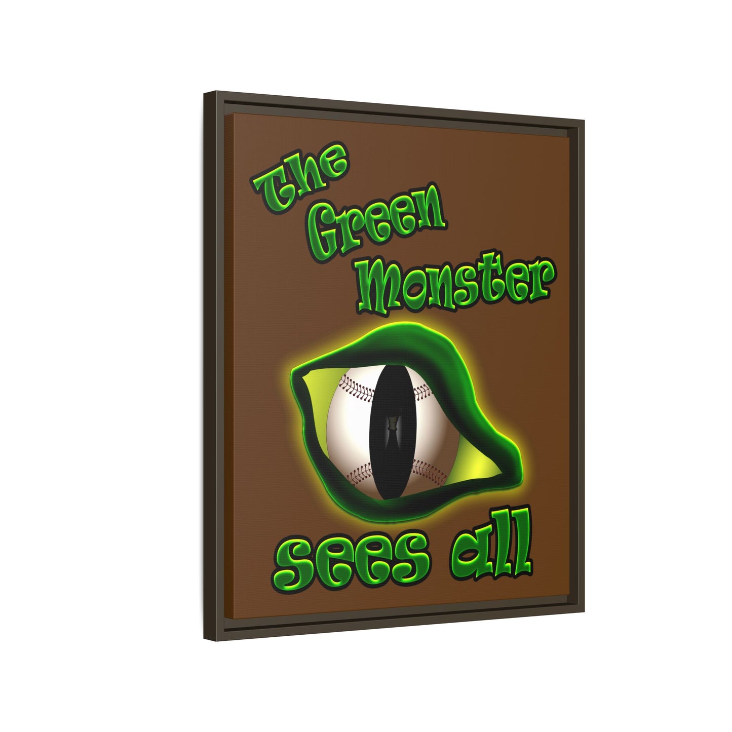 green monster - framed canvas art (brown)