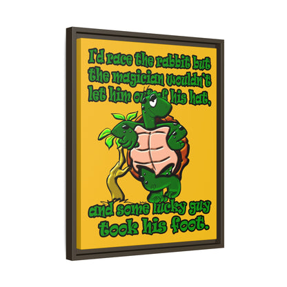 turtle race - framed canvas art (yellow)