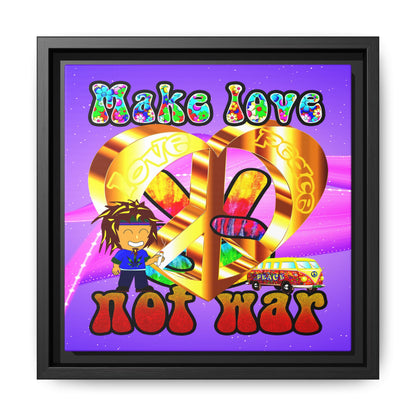 love peace - framed canvas art (purple-pink wave)