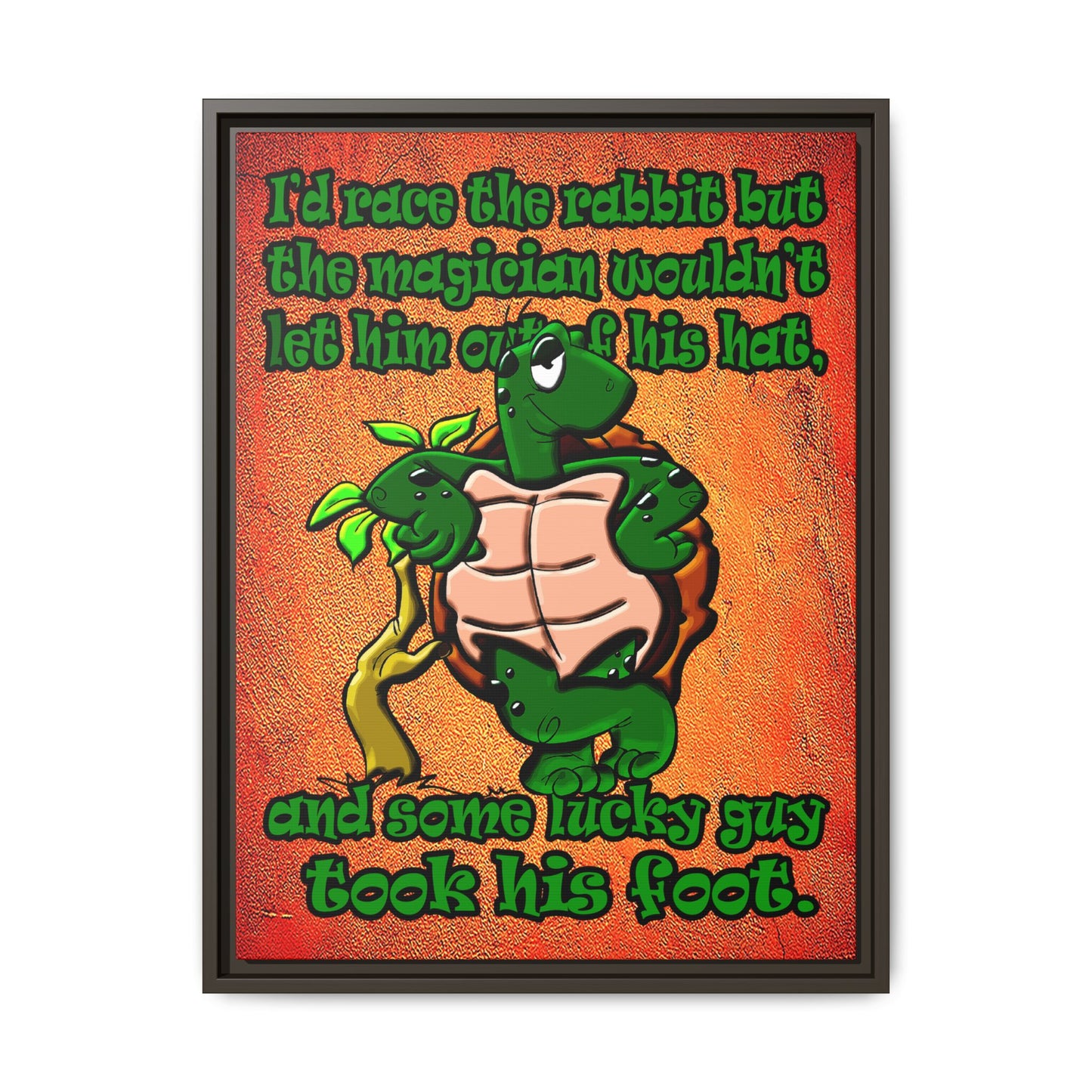 turtle race - framed canvas art (burnt orange)