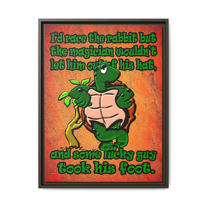 turtle race - framed canvas art (burnt orange)