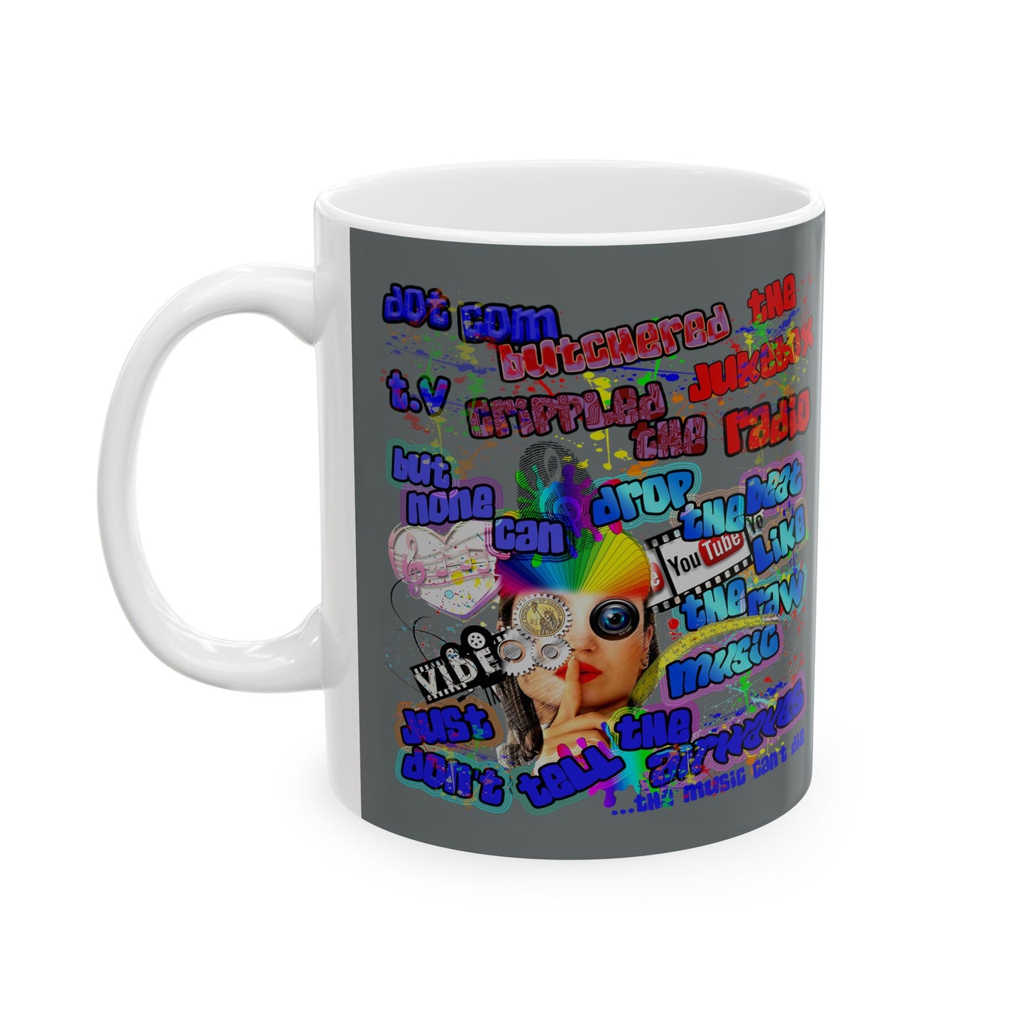 drop the beat - White Mug (dark grey)