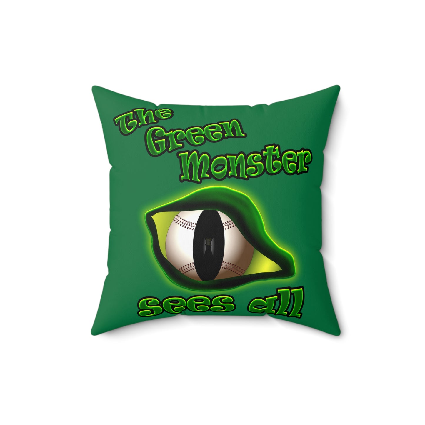 green monster - Spun Polyester Square Pillow - (dark green)