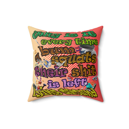 the bum's shit - Spun Polyester Square Pillow - (yellow-orange wave)