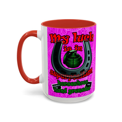 my luck - Accent Mug (pink swirl)