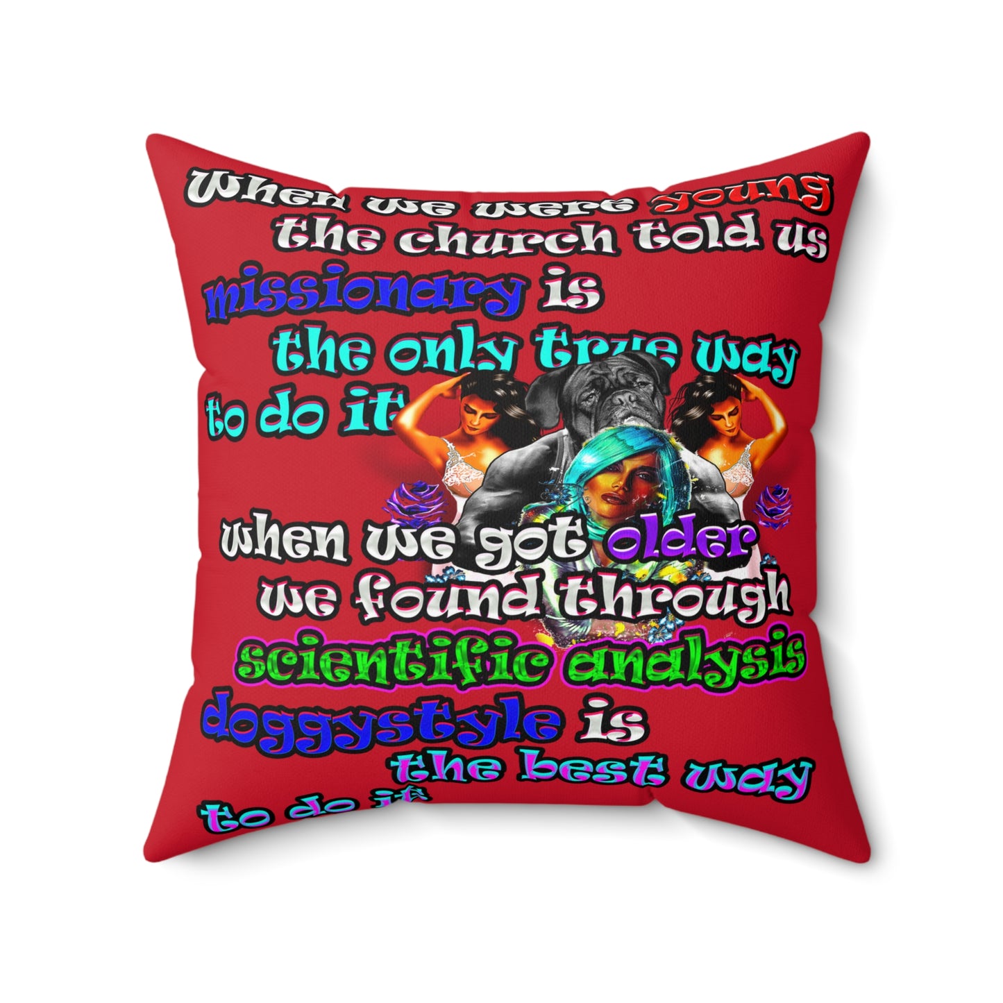 doggystyle - Spun Polyester Square Pillow - (dark red)