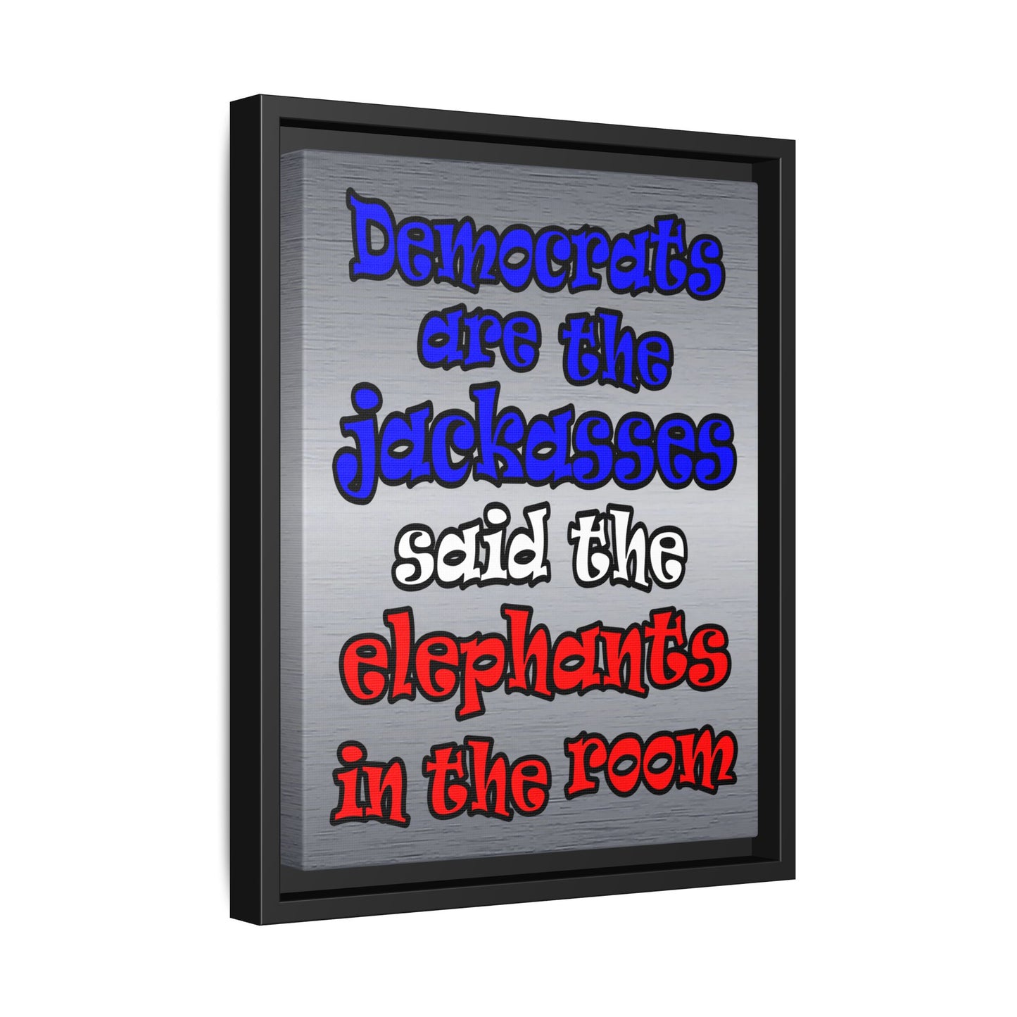 donkeys and elephants - framed canvas art (brushed nickel)