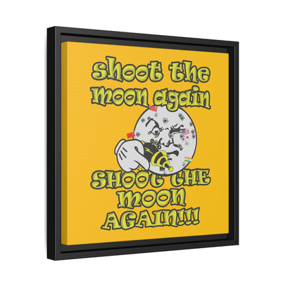 shoot the moon again - framed canvas art (yellow)