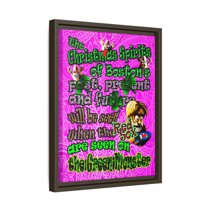 christmas spirits of boston - framed canvas art (pink swirl)