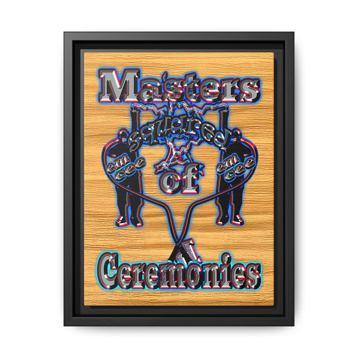 em cee squared - framed canvas art (butterscotch wood finish)
