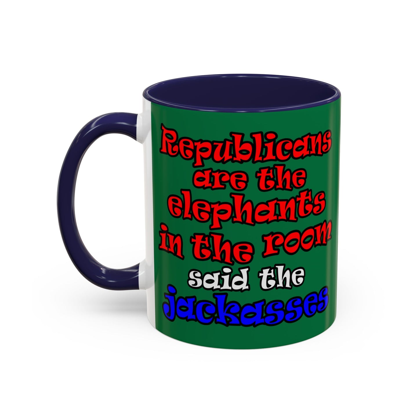 donkeys and elephants - Accent Mug (dark green)