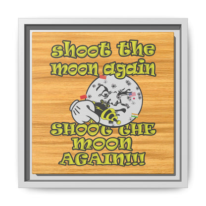 shoot the moon again - framed canvas art (butterscotch wood finish)