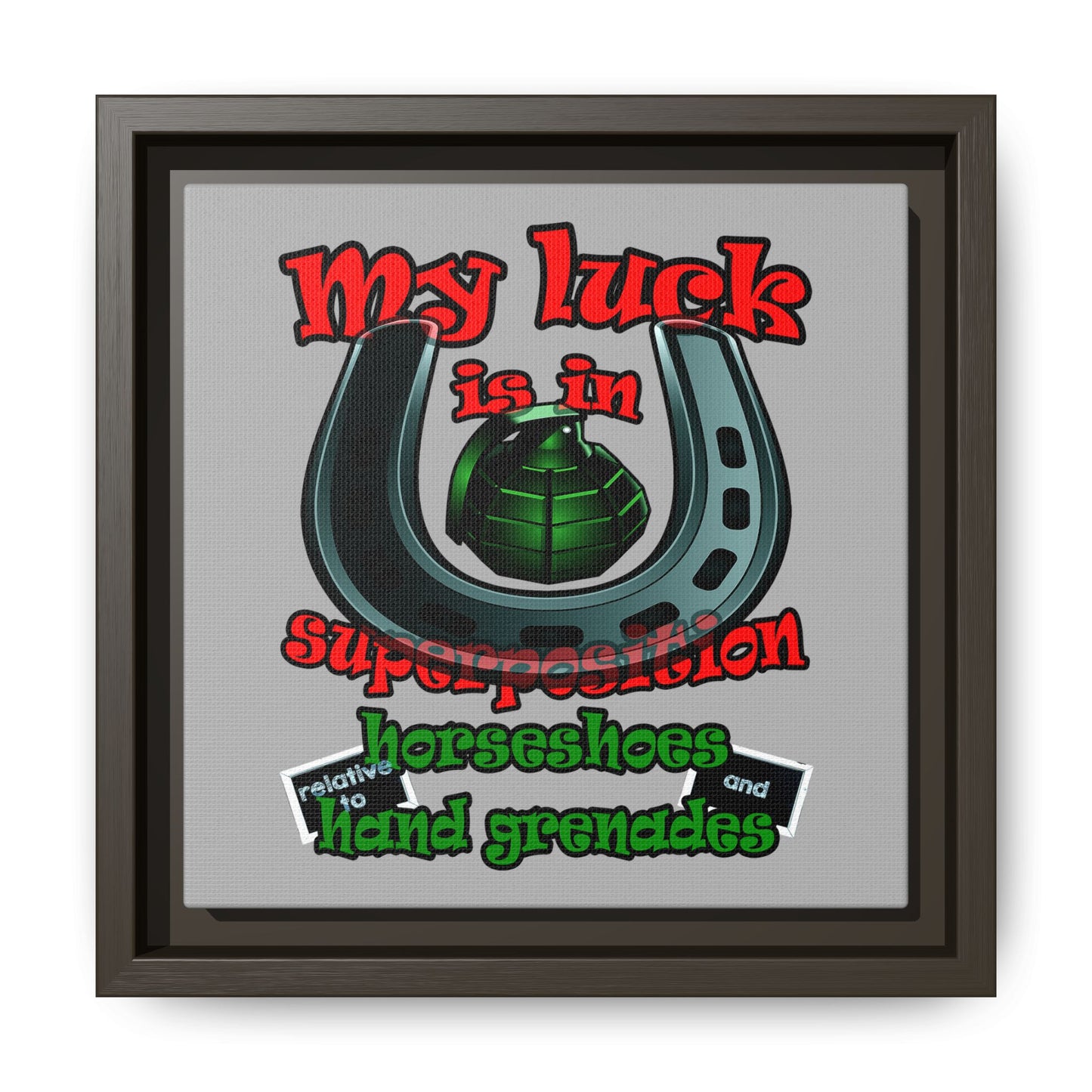 my luck - framed canvas art (light grey)