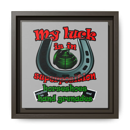 my luck - framed canvas art (light grey)