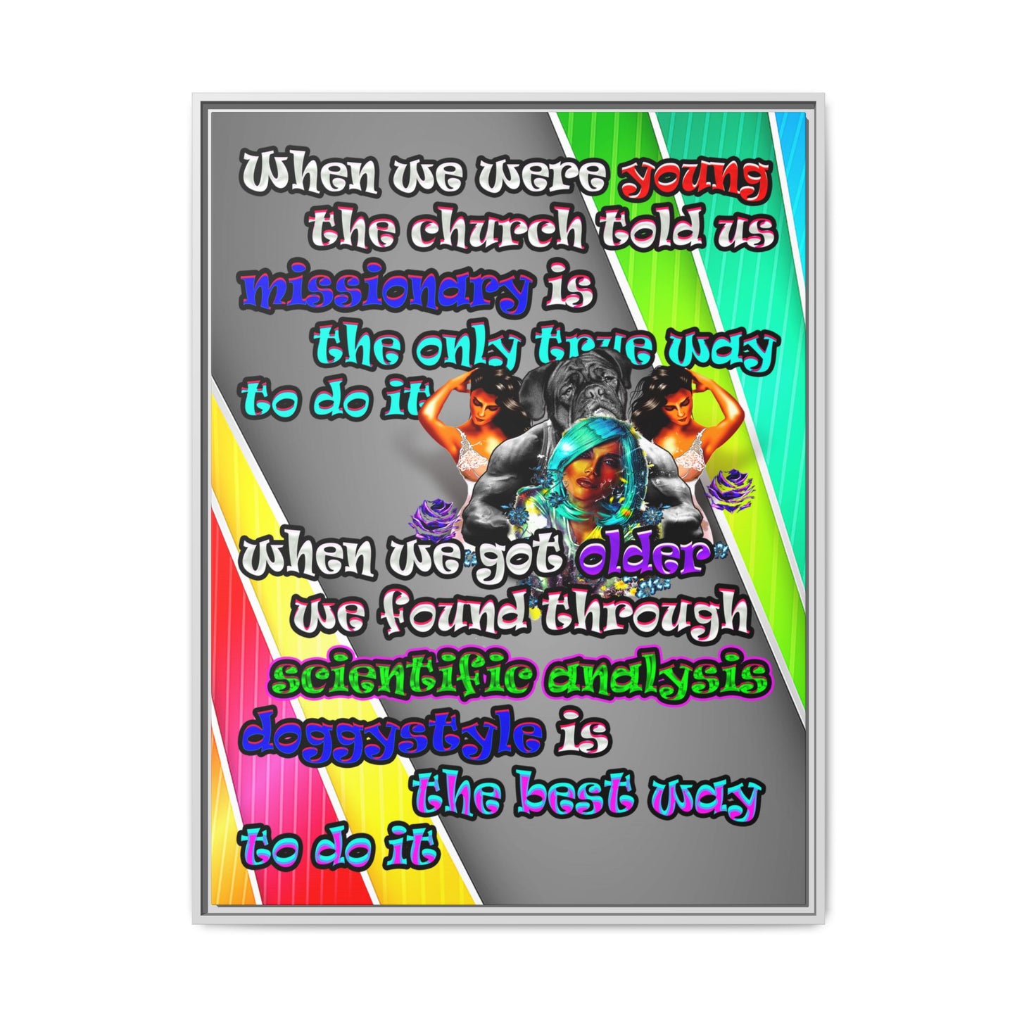 doggystyle - framed canvas art (rainbow split)