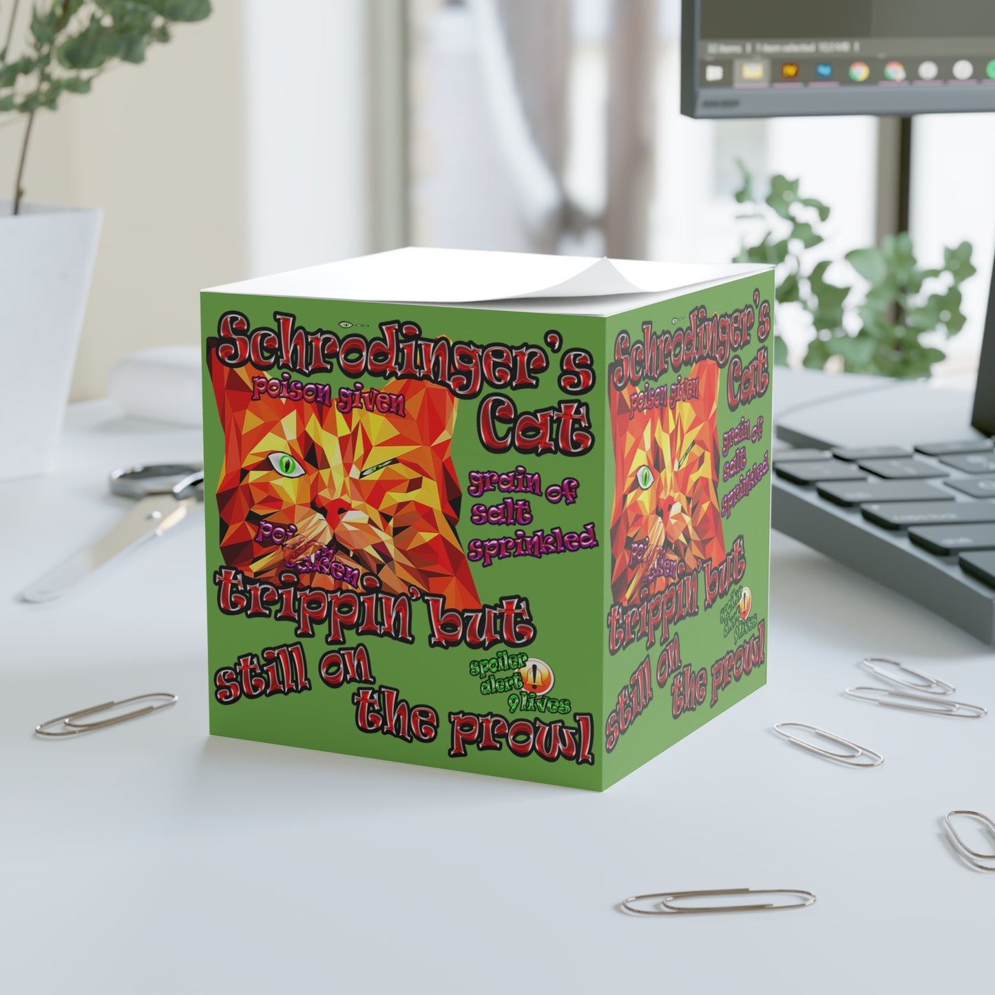 schrodinger's cat - note cube (green)