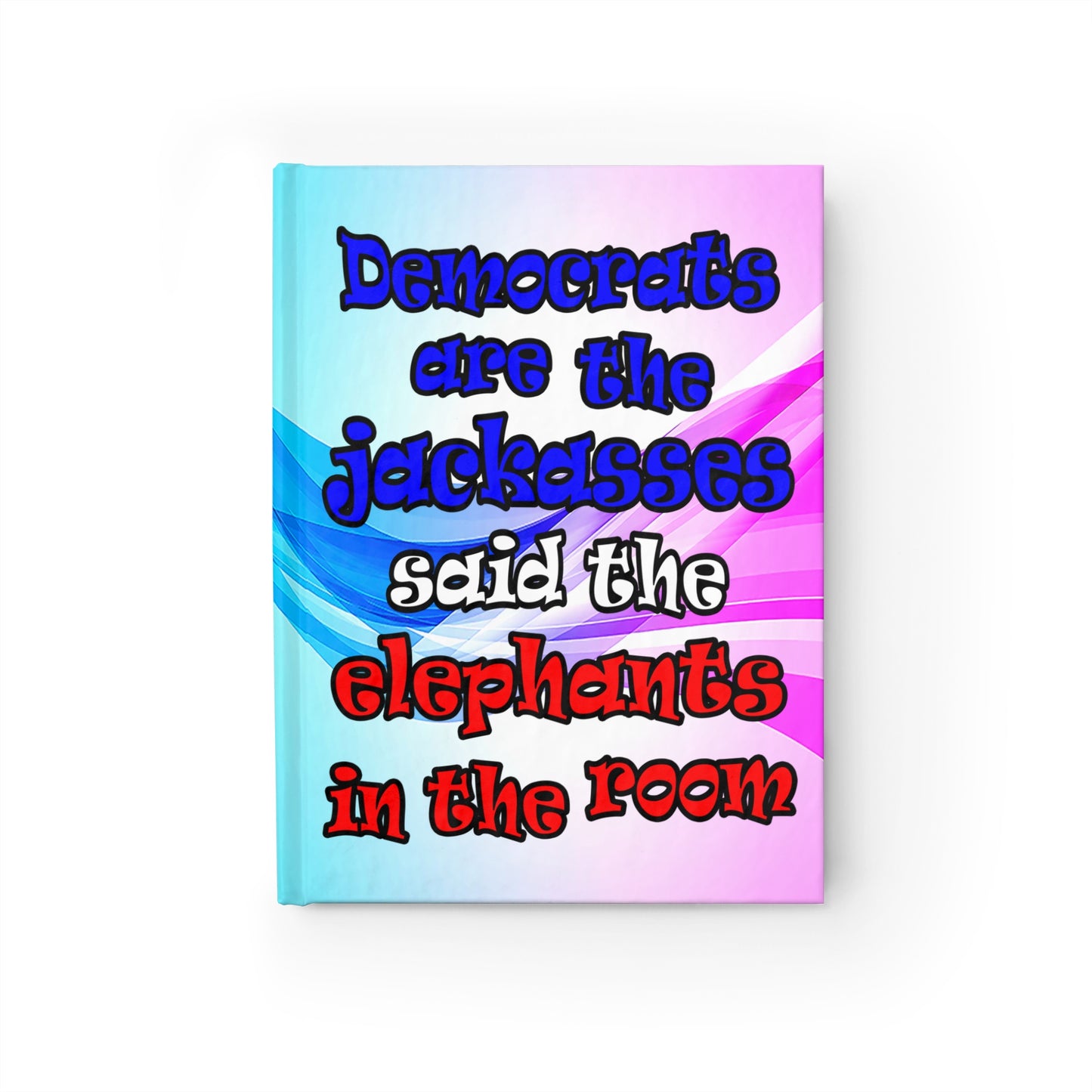 donkeys and elephants - journal-lined (light blue-pink wave)