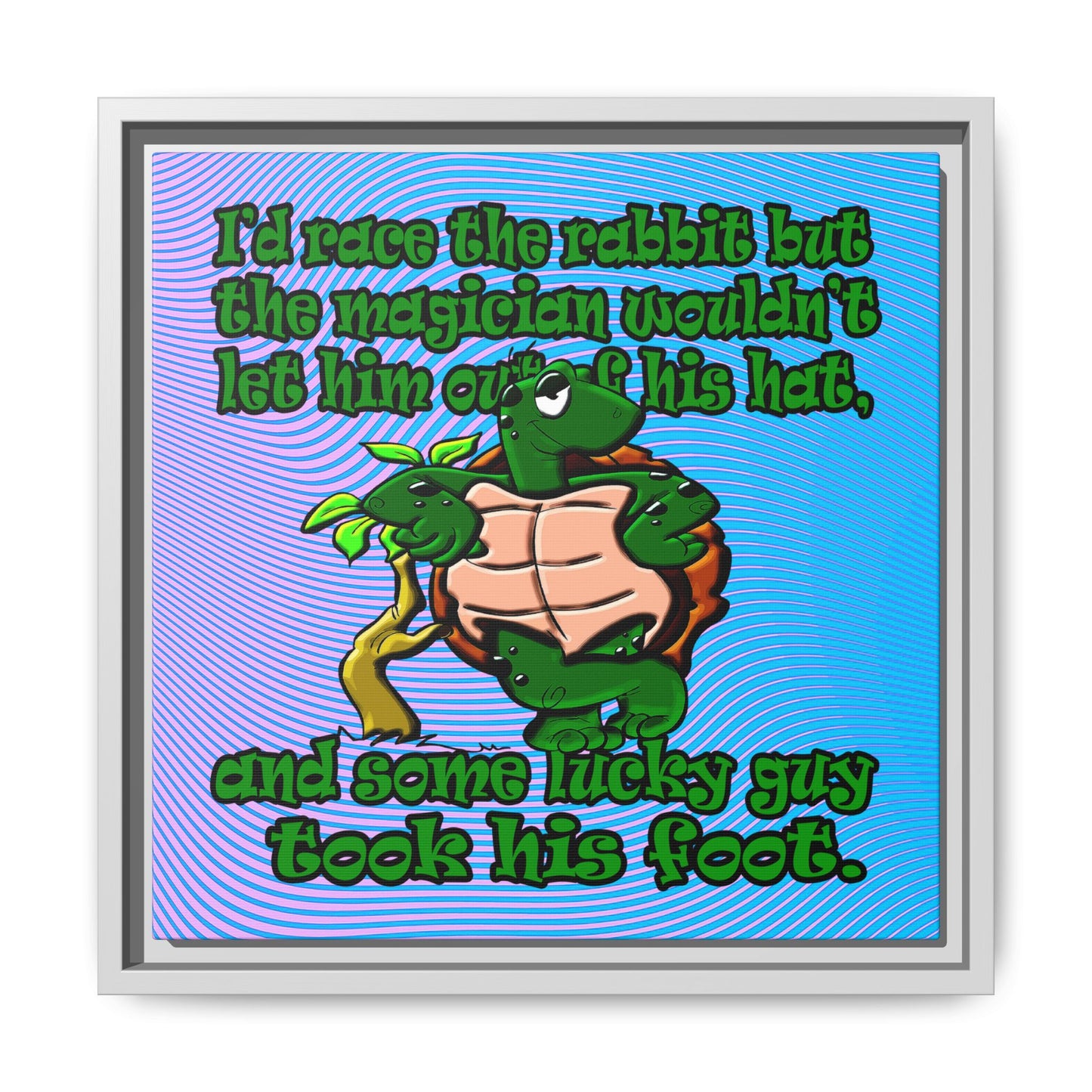 turtle race - framed canvas art (light blue-purple wave)
