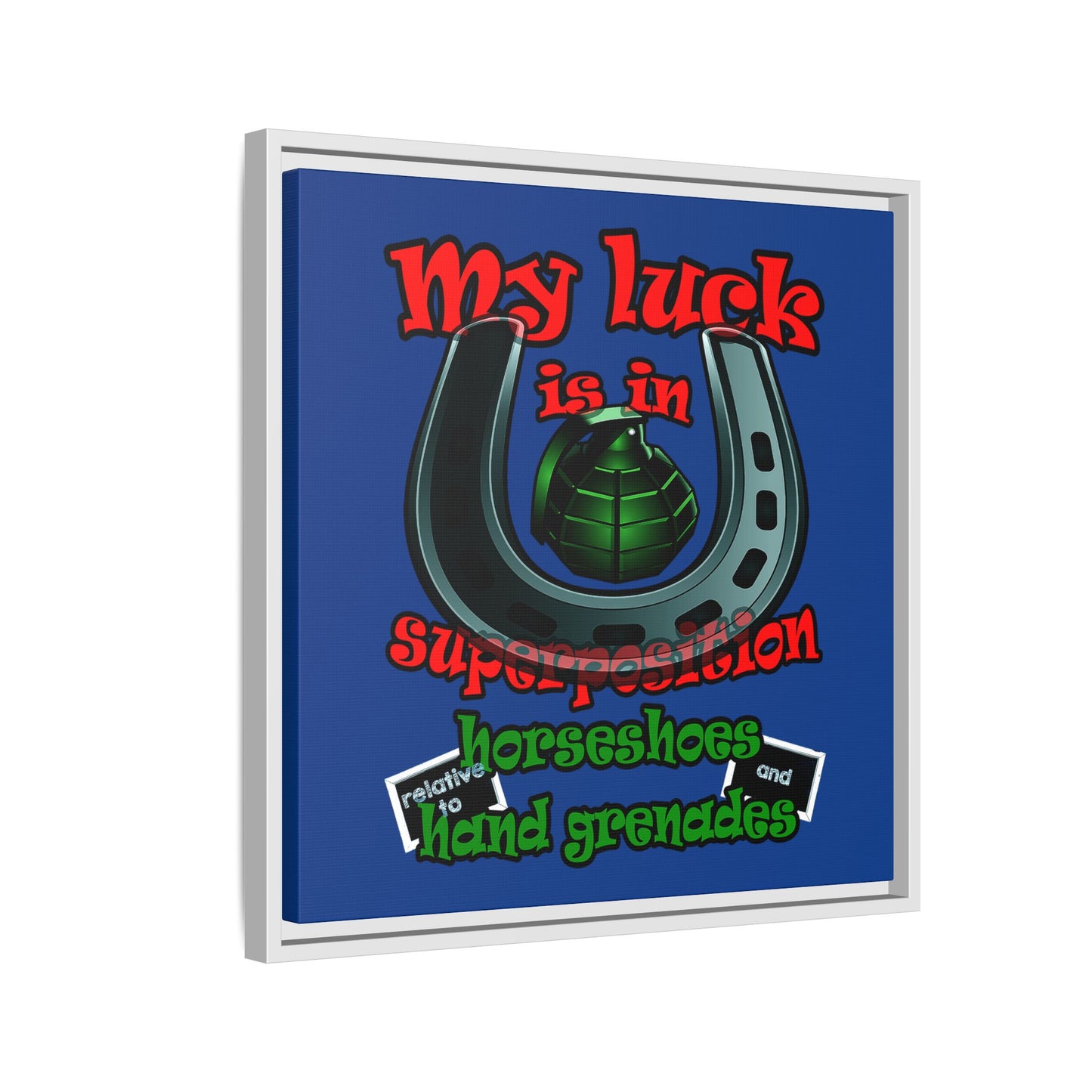 my luck - framed canvas art (dark blue)